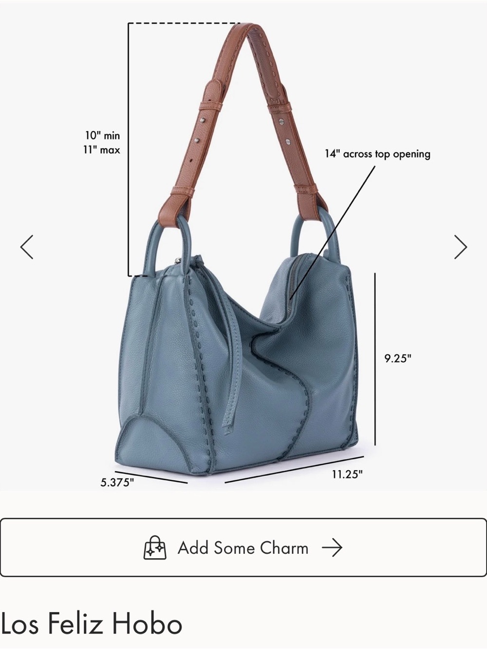 The Sak Los Feliz Hobo in Slate Blue with Tan Strap